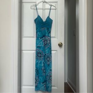 Elegant Teal and Purple Maxi Dress